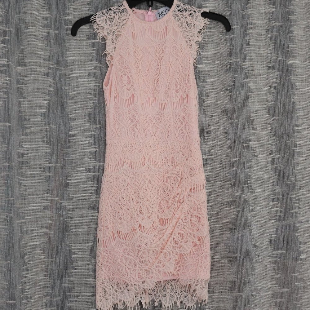 Blush Pink Lace Mini Dress